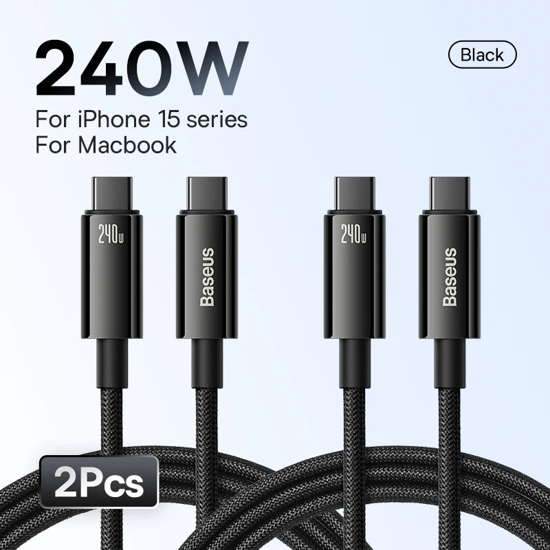 Baseus 240W Super Fast Charge Type-C Cable 6A For iPhone Xiaomi 12Pro Redmi K50 Note 11Pro Quick Charge USB Cable For Macbook