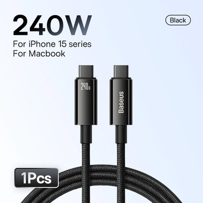 Baseus 240W Super Fast Charge Type-C Cable 6A For iPhone Xiaomi 12Pro Redmi K50 Note 11Pro Quick Charge USB Cable For Macbook